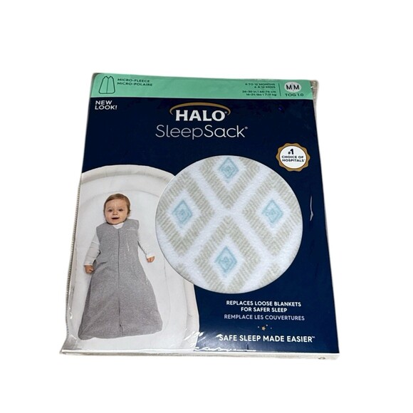 Halo SleepSack Wearable Blanket Turquoise Diamonds Print Fleece  Medium 6-12 Mth - Picture 1 of 4
